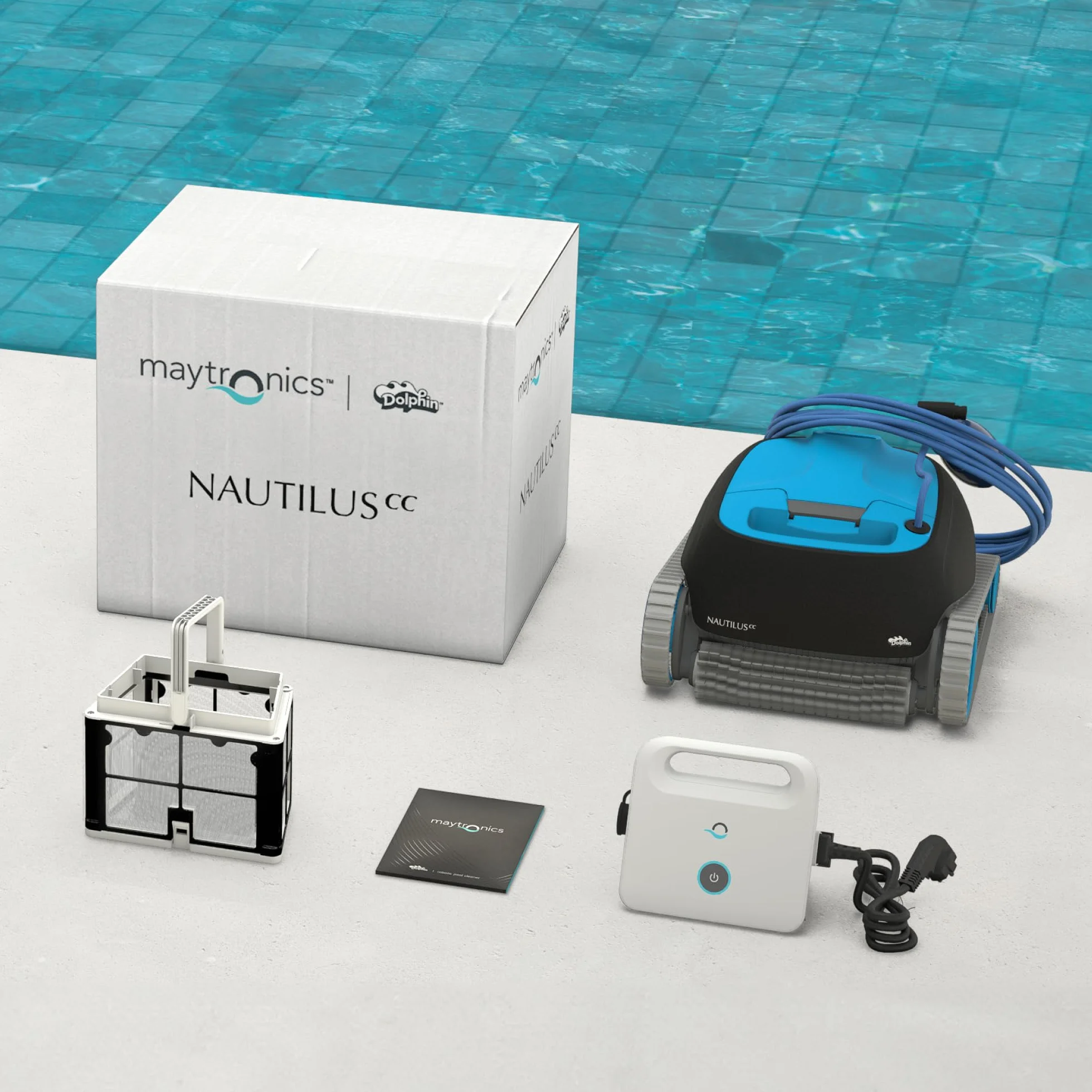 Dolphin Nautilus CC Automatischer Poolreiniger Poolroboter, Boden und Wandreinigung, Doppelfiltration, für Flachboden Pool bis zu 10 m, Wasserpflege