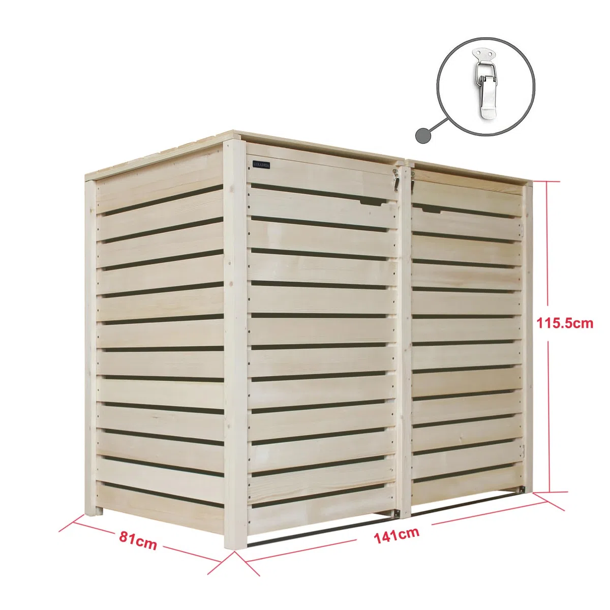 Mülltonnenbox Mülltonnenverkleidung Mülltonnecontainer Holz 120L - 240L Natur mit Rückwand Modell HH (3 Tonnen)