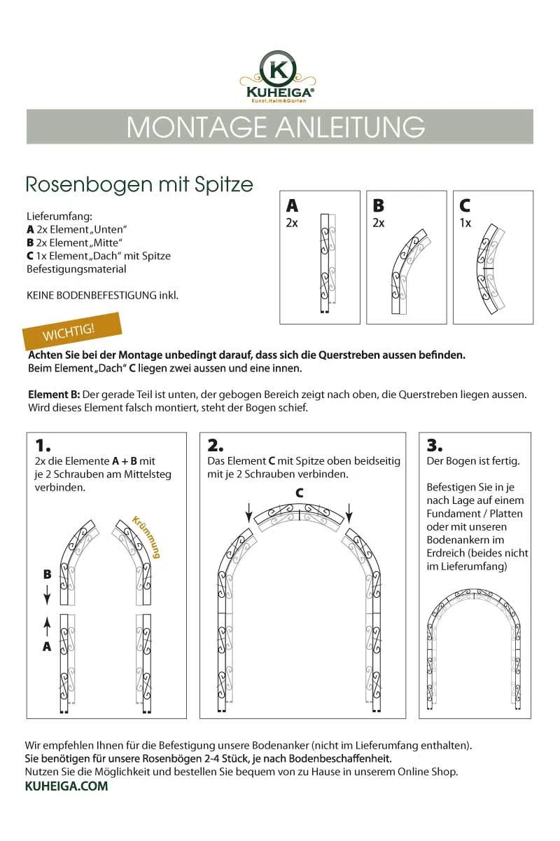 Rosenbogen 10mm Massiveisen! Breite: 160cm Roheisen/Rost aus Metall