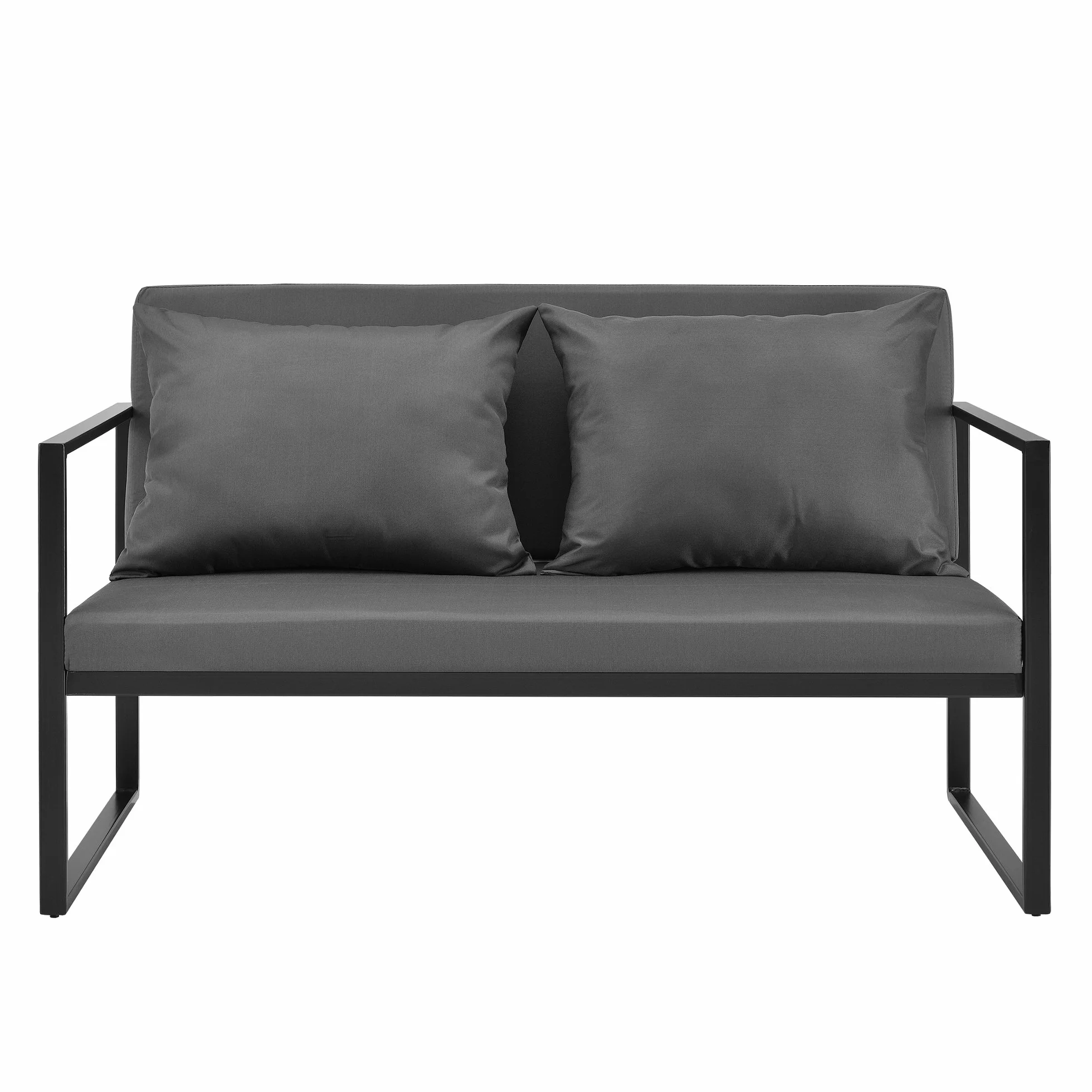 casa.pro Gartenbank 'Lerum' 70 x 114 x 60 cm Gartensofa Bank Parkbank Sitzbank Lounge Eisen Schwarz/Dunkelgrau
