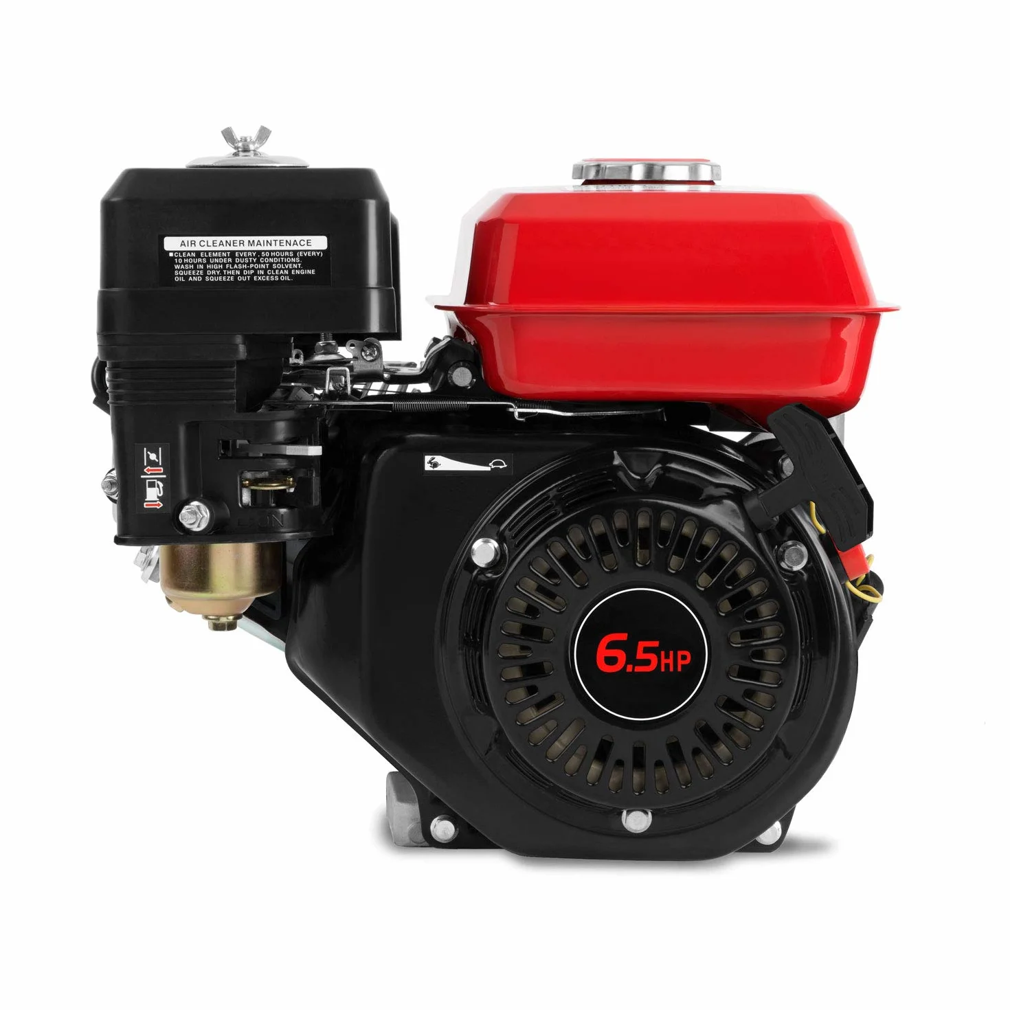 EBERTH 6,5 PS 4,8 kW Benzinmotor Standmotor Kartmotor mit Reduktionsgetriebe 2:1, Benzin Motor mit 20 mm Ø Welle, Ölmangelsicherung, 4-Takt, 1 Zylinder, 196 CCM Hubraum, Antriebsmotor mit Getriebe