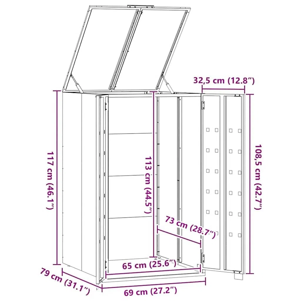 vidaXL Mülltonnenbox für Einzeltonne Anthrazit 69x79x117 cm Stahl