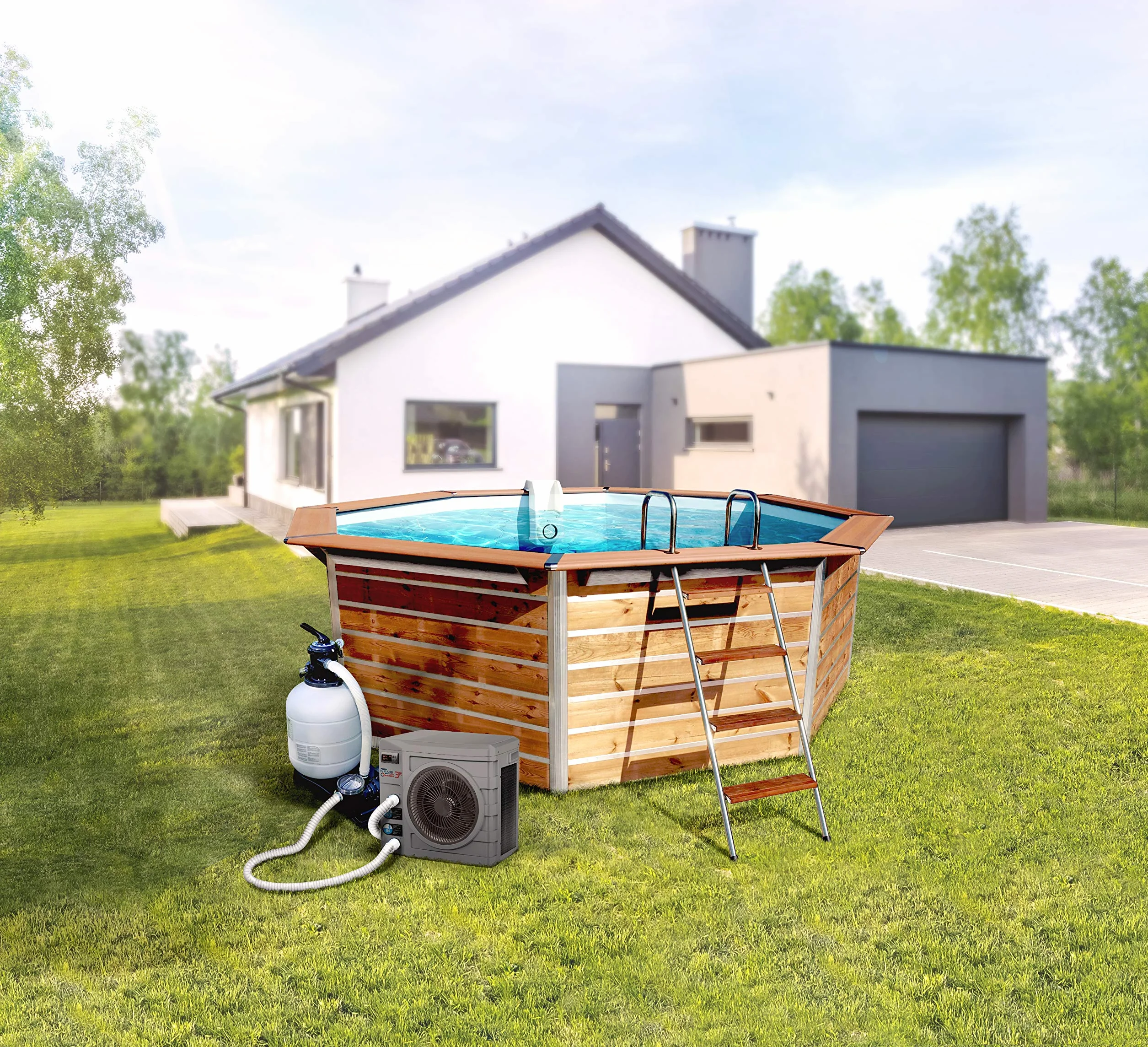 POOLEX - Nano Reversible, 3 kW – PC-Nano-A3R – Wärmepumpe für kleine Schwimmbäder im Freien und Spas – Verbrauch von 600 W – Volumen des Beckens von 10 bis 21 m³, Grau