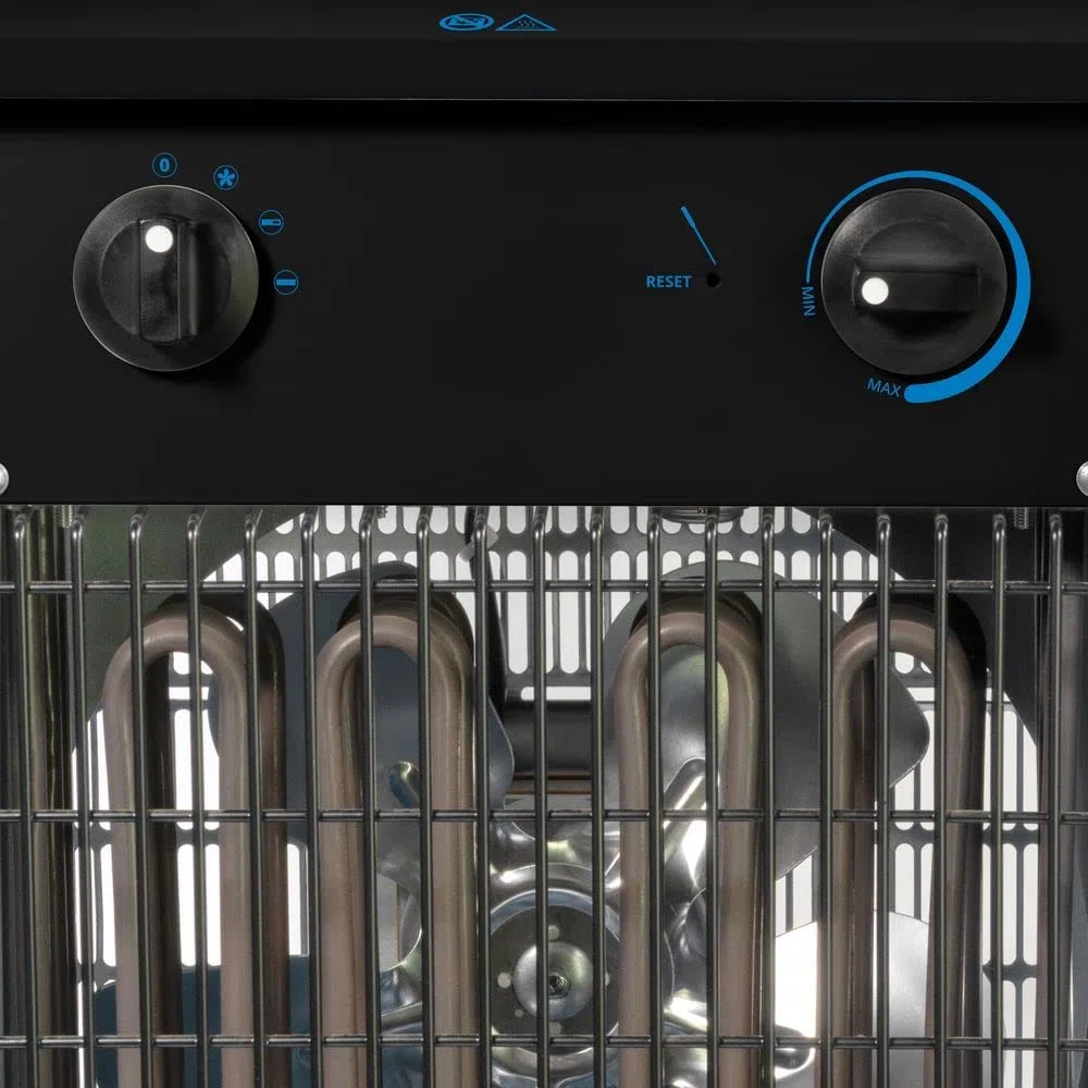Güde GH 9 EV Elektroheizer - 400 Volt, 9 Kilowatt, zwei Heizstufen 4,5 und 9 Kilowatt, Ventilatorfunktion, Gebläseleistung 780 Kubikmeter pro Stunde, stufenloser Thermostat, Überhitzungsschutz