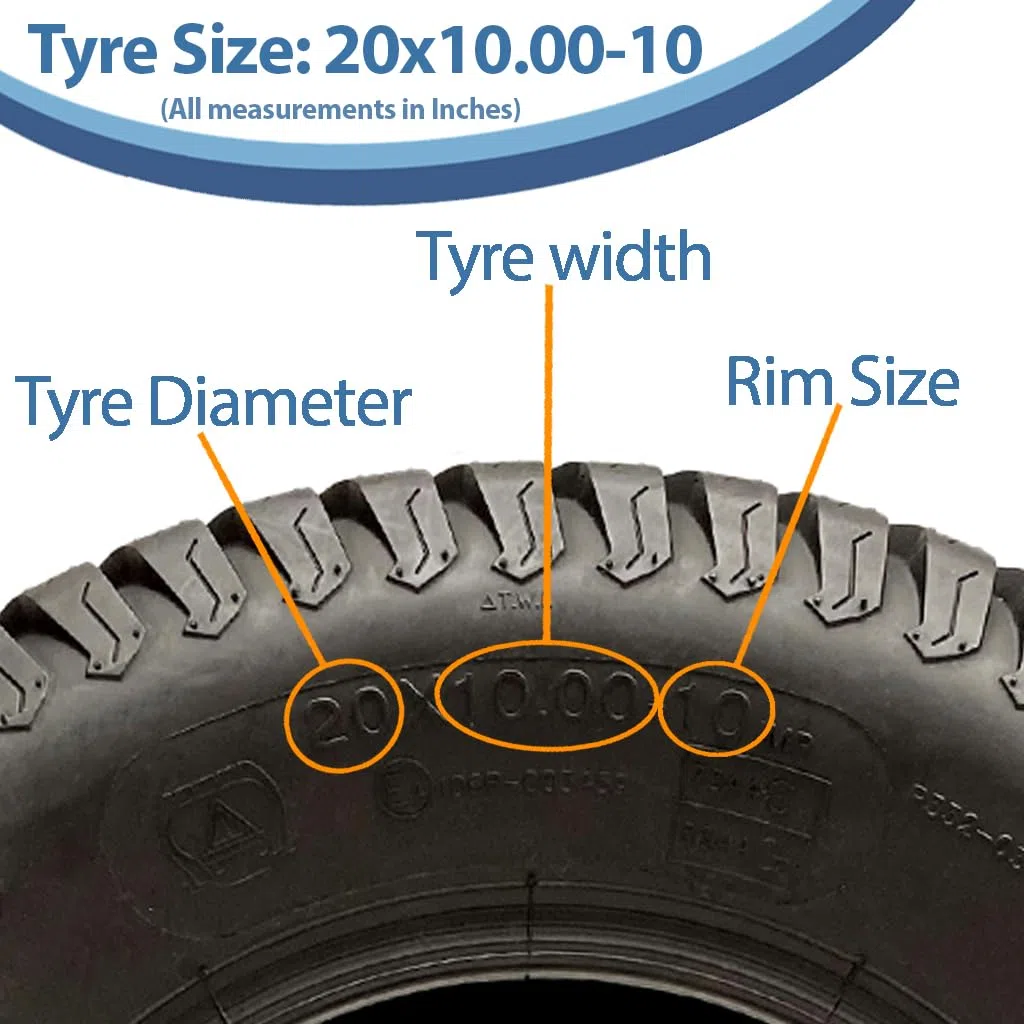 Parnells 20x10.00-10 Rasenmäher Reifen Vierlagig Rasen Gras - Rasenmäher Reifen Wanda P332 2er Set