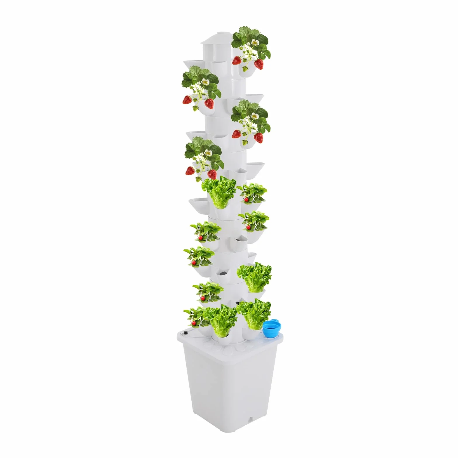 Hydroponic Tower Growing System, Hydroponik Turm Kit mit 10L Wassertank, 9 Etagen 45 Löcher Pflanzturm Hydroponisches Anzuchtsystem für Kräuter, Obst und Gemüse
