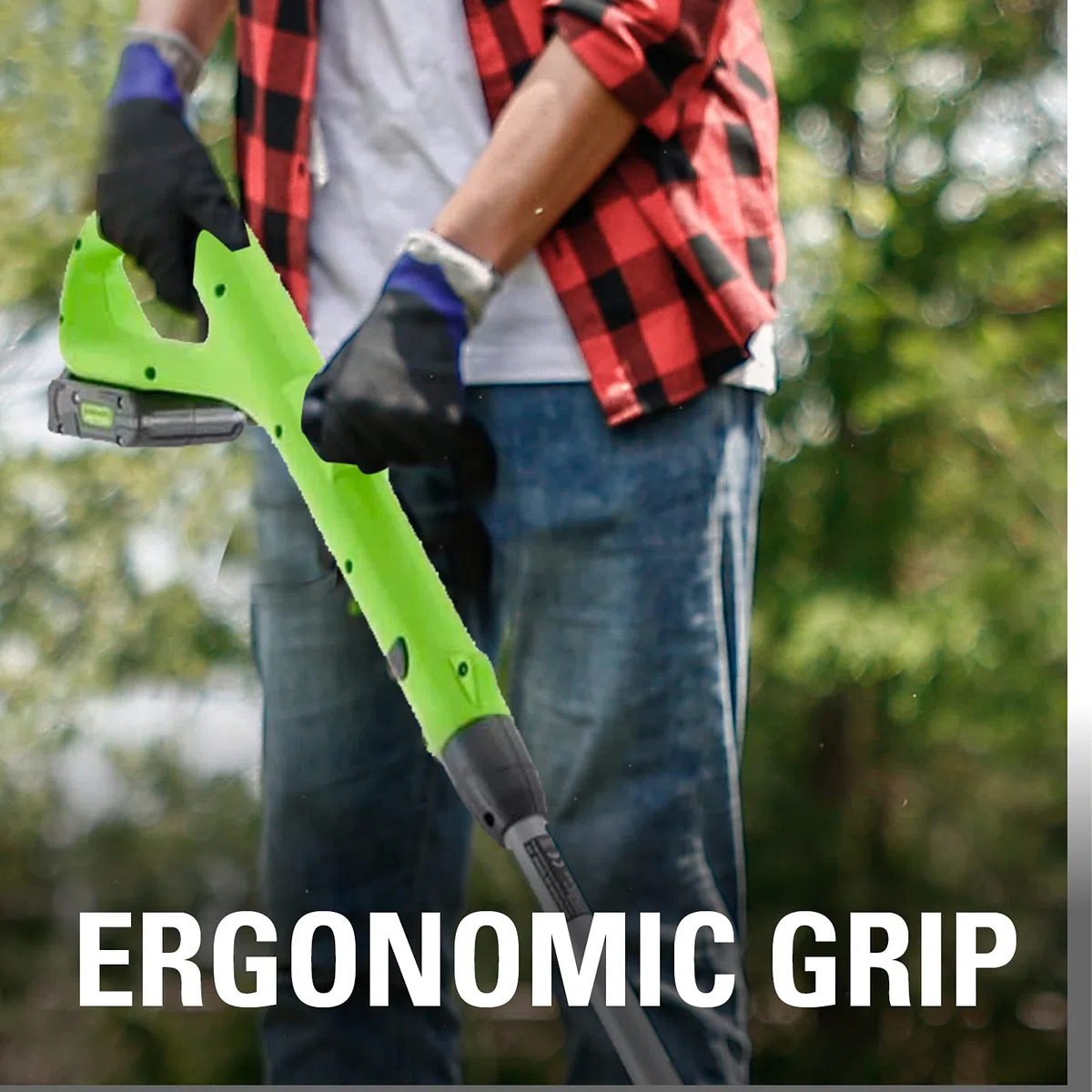 Greenworks Akku-Rasentrimmer 24V 25cm ohne Akku und Ladegerät, 1,65mm Fadendurchmesser, Automatischer Fadenvorschub, Dreh und Neigbarer Motorkopf G24LT