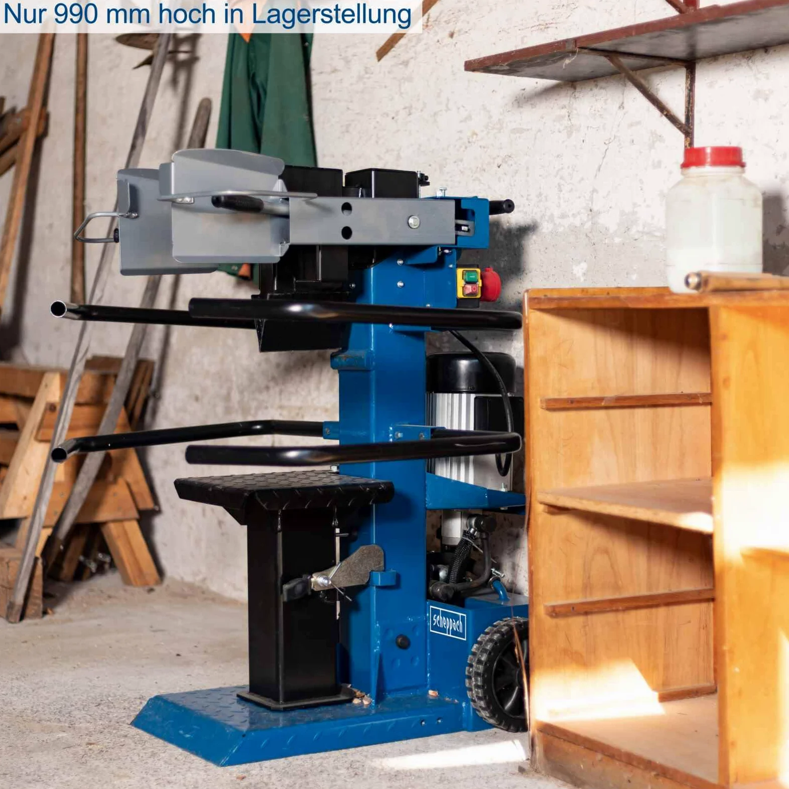 Scheppach Meterholz Holzspalter stehend Compact 8T | 7,95 Tonnen Spaltkraft | 230V 3150W Leistung | Holzlänge 1070mm / max.Ø 350mm | schwenkbarer Tisch | für Hartholz & Weichholz - mit Fahrvorrichtung