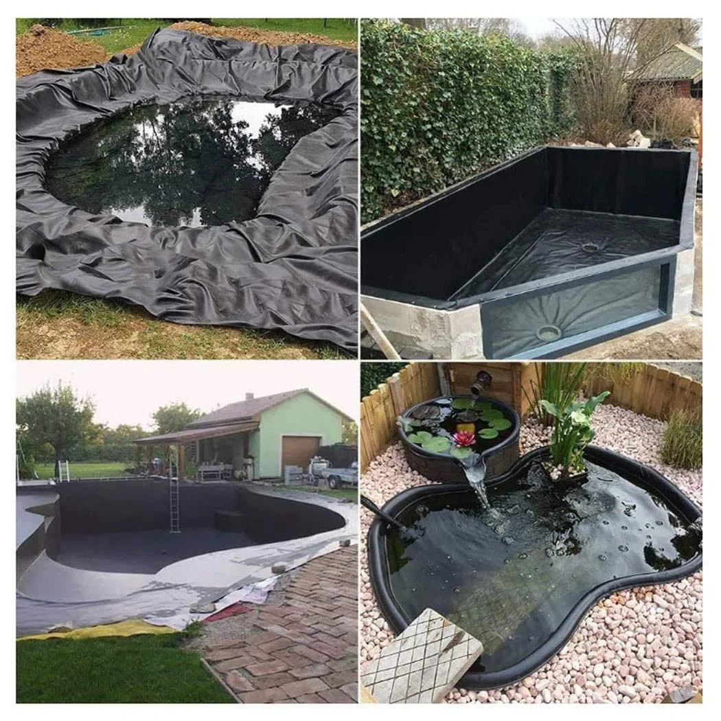 PVC Teichfolie Schwarz, 8 m x 7 m 8 m x 6 m Teichfolie Gartenteich HDPE für Fischteich Bachbrunnen Wassergarten Wassergarten, UV und Witterungsbeständig Teichfolie Garte(Color:20S,Size:8x7M(26x23ft))