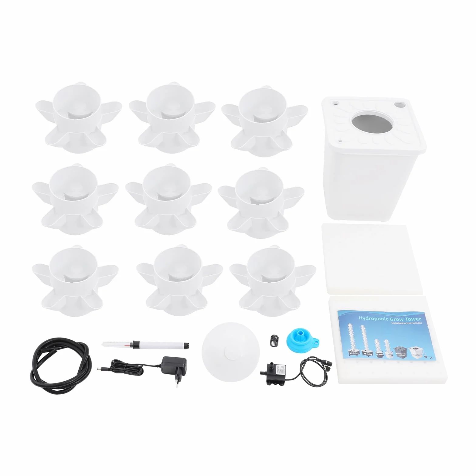 Hydroponic Tower Growing System, Hydroponik Turm Kit mit 10L Wassertank, 9 Etagen 45 Löcher Pflanzturm Hydroponisches Anzuchtsystem für Kräuter, Obst und Gemüse