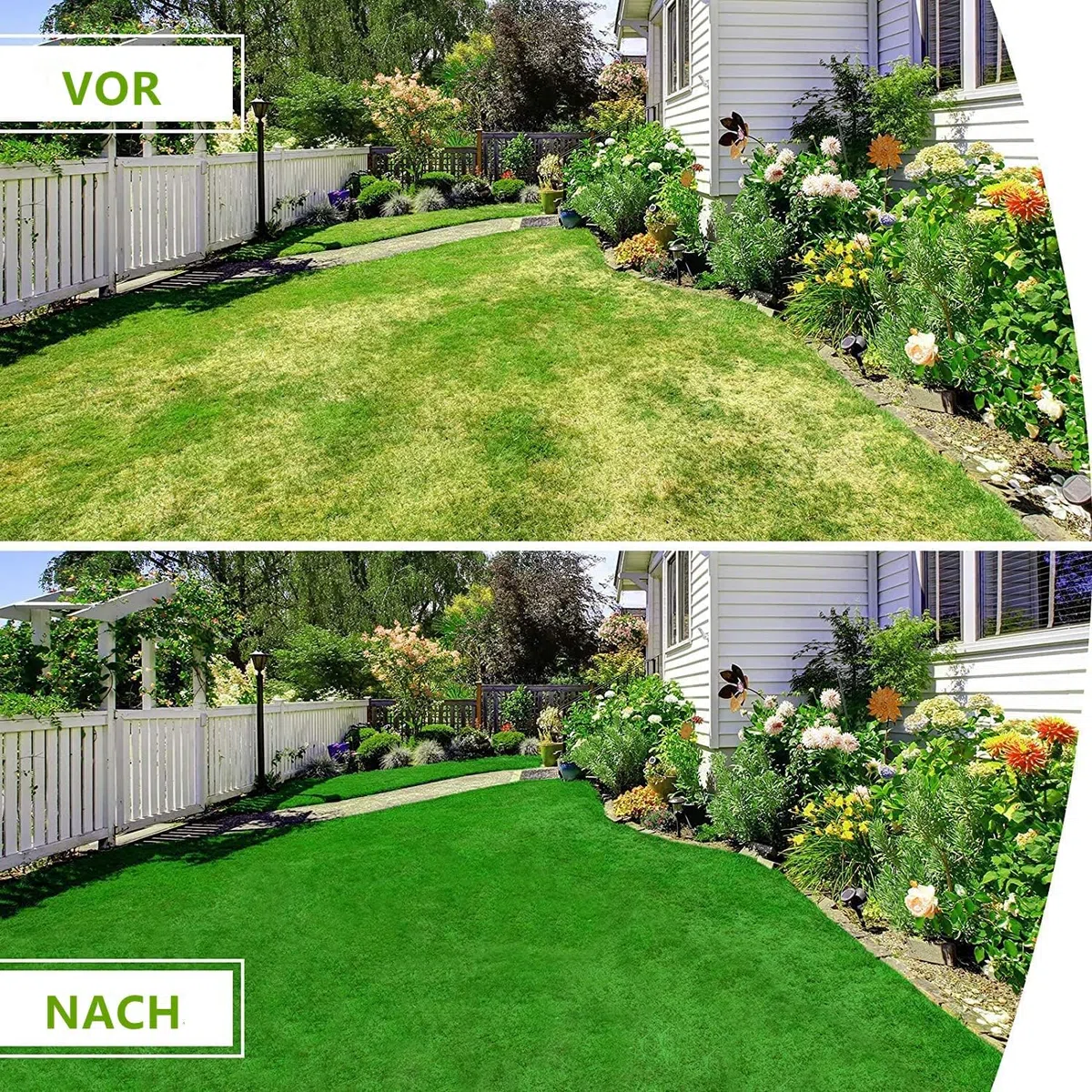 Nisorpa Kunstrasen 10x1m, Rasenteppich Outdoor 30 mm Höhe, Kunstrasenteppich Meterware Wasserdurchlässiger Kunstrasen Rolle Outdoor, Kunststoffrasen für Terrasse Balkon, Grün