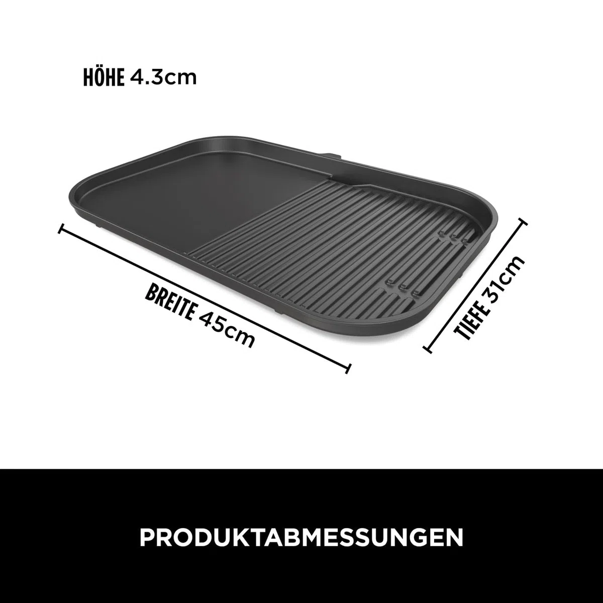 Ninja Woodfire XL flache Grillplatte, antihaftbeschichtete Kombination aus Flach- und, kompatibel mit BBQ Grill OG850/OG901, offizielles Ninja-Zubehör, XSKOGXLGGCMEU, Schwarz