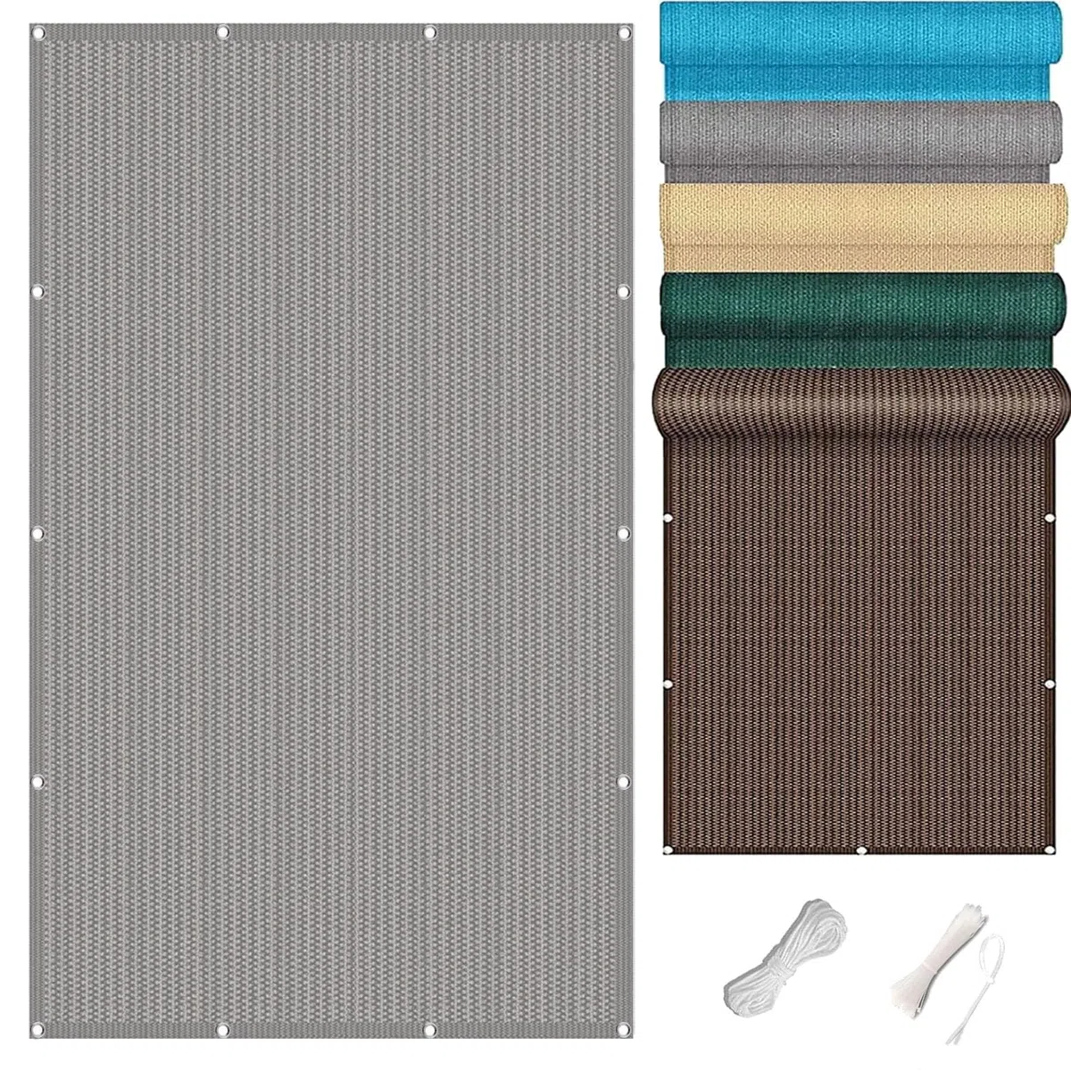 Sichtschutz Balkon 105 x 870 cm UV Und Witterungsbeständigkeit Balkonschutz Balkonabdeckung Sonnensegel Rechteckig mit Ösen Und Kabelbinder für Den Gartenzaun, Grau