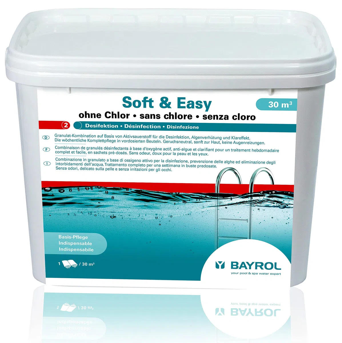 BAYROL Soft & Easy ohne Chlor - Aktivsauerstoff Granulat mit Algenverhütung und Klareffekt - vorportionierte Beutel - 5,04 kg - 30 m³