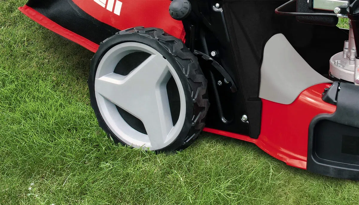 Einhell Benzin-Rasenmäher GC-PM 56/2 S HW (für 2.200 m², Frontbumper, OHV-Motor mit GT-Markengetriebe, Einhell Quick-Start-System, Vortex Technology Deck mit 5-in-1-Funktion)