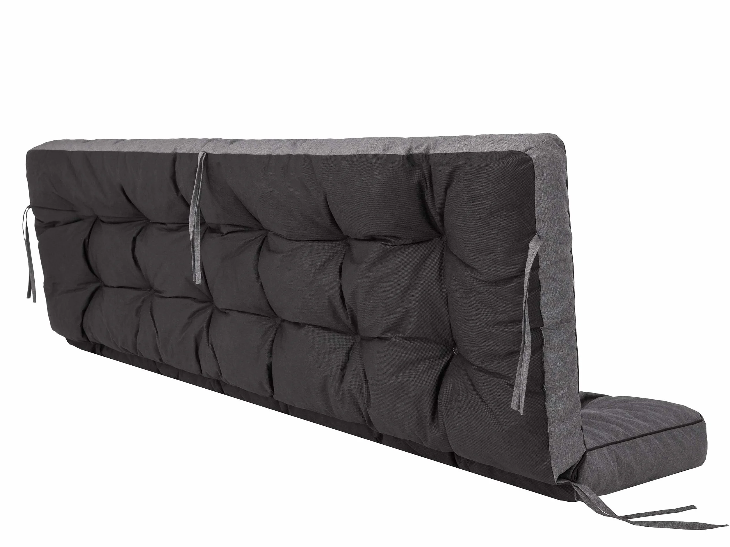 PillowPrim Graphit Sitzauflage für Hollywoodschaukel, Gartenschaukelkissen 180 cm, Bequeme Bankauflage mit Rückenlehne, Wohnwagen Geeignet