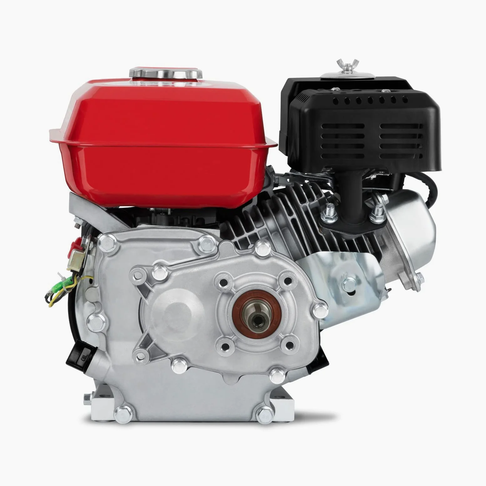 EBERTH 6,5 PS 4,8 kW Benzinmotor Standmotor Kartmotor mit Reduktionsgetriebe 2:1, Benzin Motor mit 20 mm Ø Welle, Ölmangelsicherung, 4-Takt, 1 Zylinder, 196 CCM Hubraum, Antriebsmotor mit Getriebe