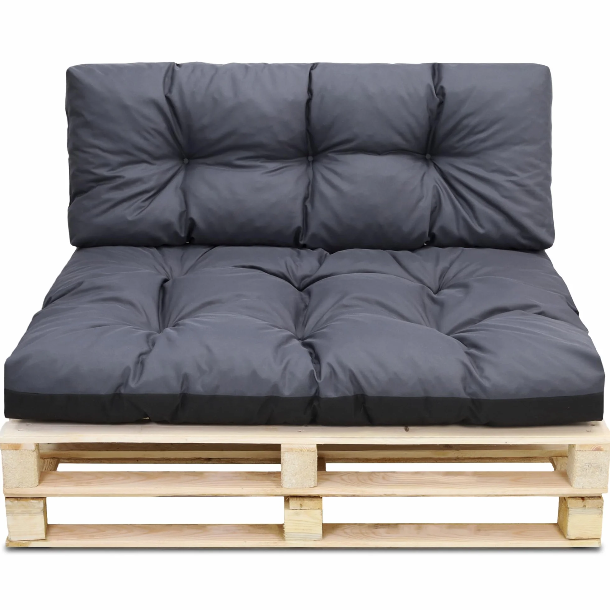 Amazinggirl Palettenkissen Outdoor Waschbar Set: 40x120 cm + 80x120 cm - Pallettensitzkissen Europaletten Sitzkissen Polster Graphit