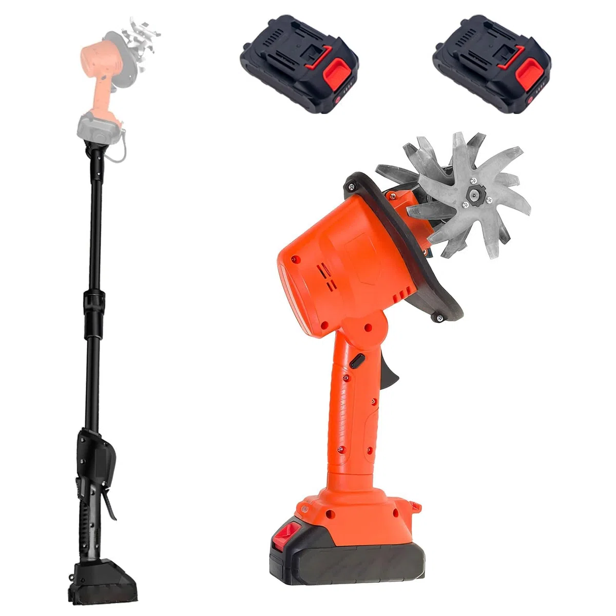 21V Gartenfräse Elektrisch, 550W Akku-Bodenhacke mit 10cm Frästiefe und 10cm Fräsbreite, 235 U/min Drehzahl Ackerfräse, Garten Geräte Akku Bodenhacke mit 2 Akkus 3000mAh und 1,3M Handgriff Gartenhacke