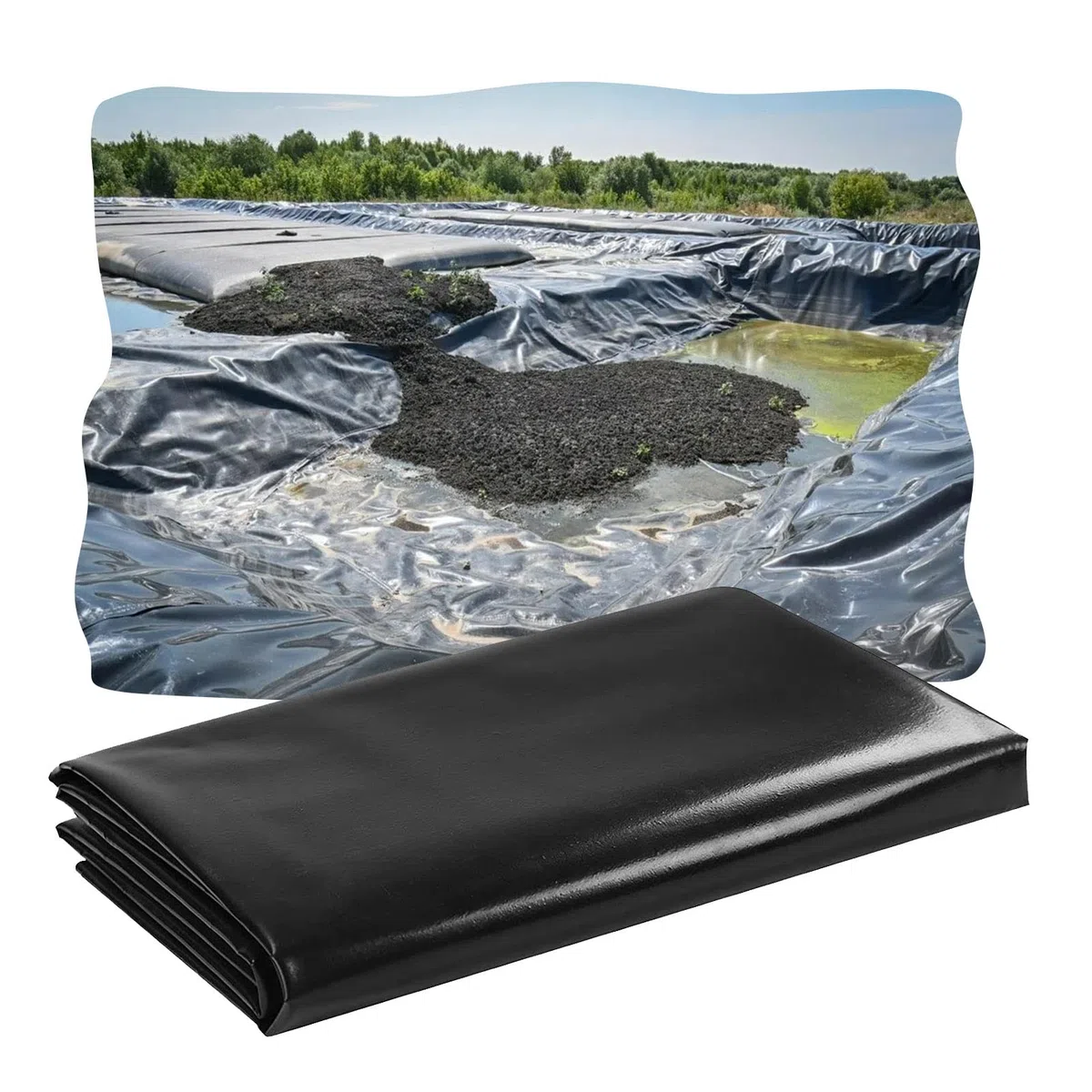 Verstärkte 35S Polyethylen-Teichfolie, 6 x 8 m, schwarz, UV-beständig, für Koiteiche, Gartenpools und Bewässerung, einfache Installation, langlebige und zuverlässige Lösung