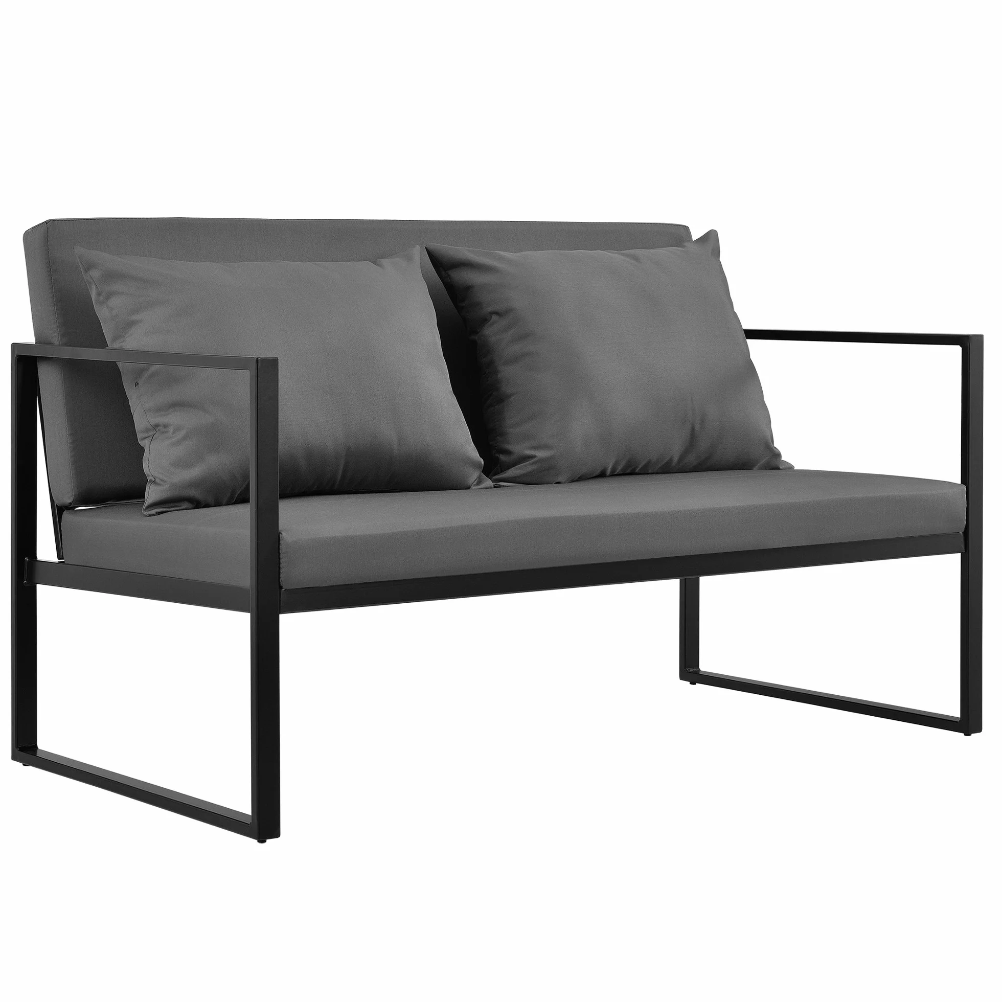 casa.pro Gartenbank 'Lerum' 70 x 114 x 60 cm Gartensofa Bank Parkbank Sitzbank Lounge Eisen Schwarz/Dunkelgrau