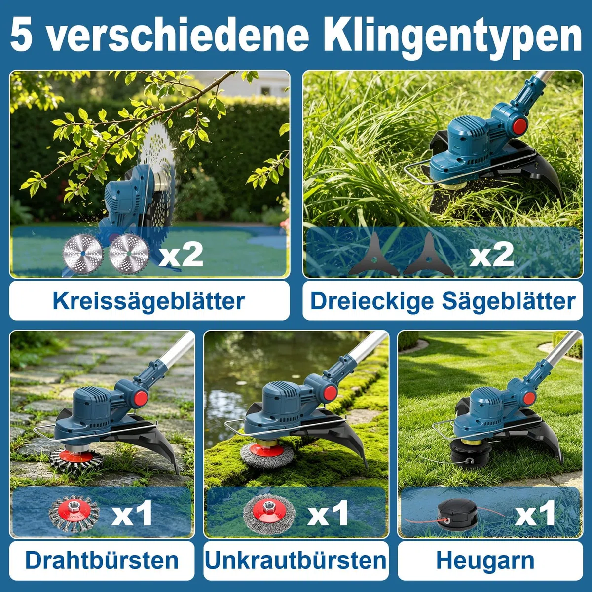Akku Rasentrimmer für Makita Rasentrimmer Akkus mit Unkrautbürste | Ohne Akku & Bürstenlose Rasentrimmer