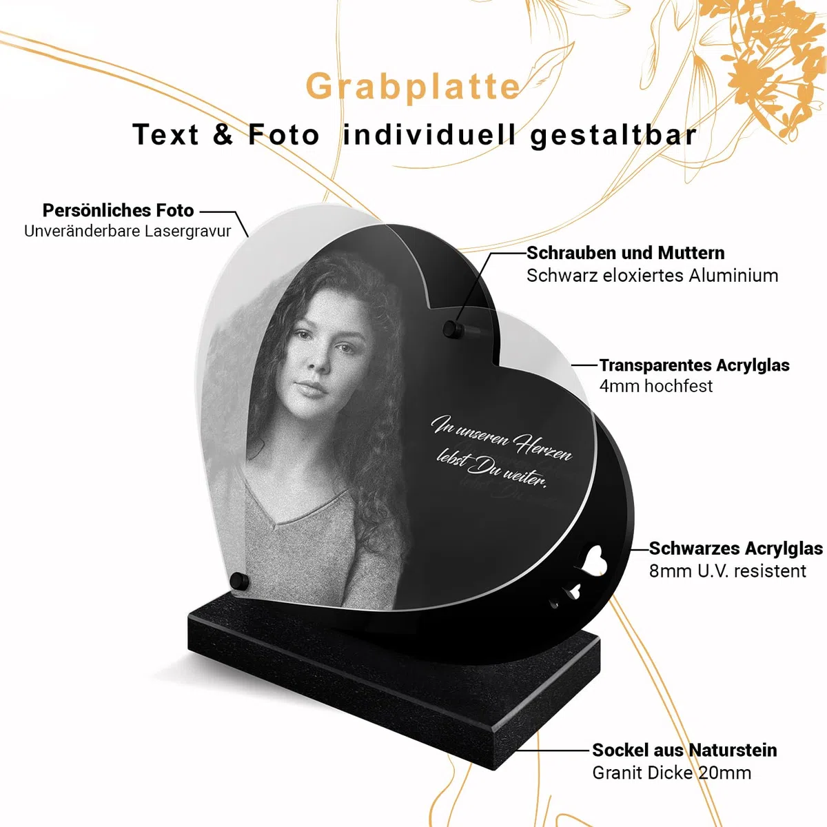 ETERNEL - Personalisierte Grabplatte Buch Astro Schütze Foto und Text anpassbar, lasergravierte Grabplatte für Hommage, Grabplatte, Grabstein, Zeremonie, Beerdigung
