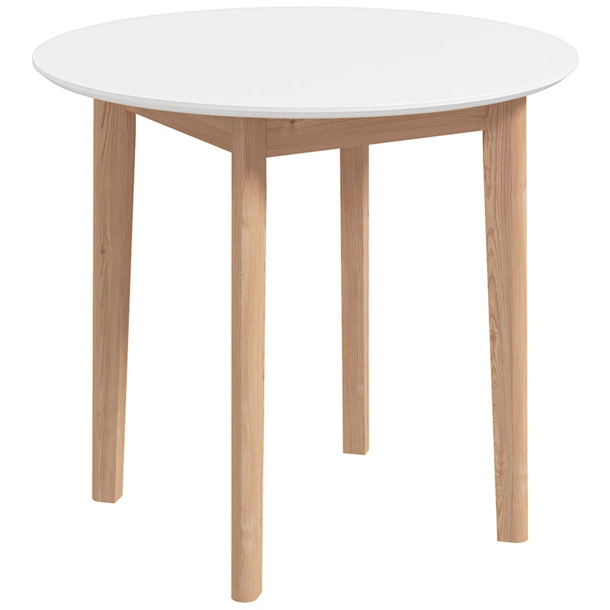 HOMCOM Esstisch, Runder Küchentisch für 2 Personen, Esszimmertisch mit Landhaus-Stil, für Wohnzimmer, Massivholz, Ø75 x 76 cm, Weiß