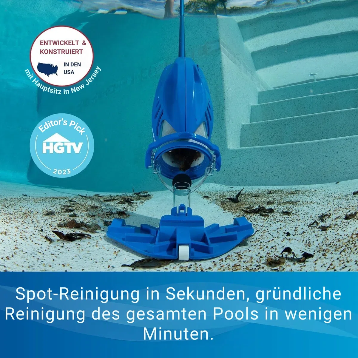Water Tech Pool Blaster Max Li Schwimmbadstaubsauger, mit wiederaufladbarer Akku, kabelloser Poolsauger, Bürstenkopf 27cm, großer Filterbeutel