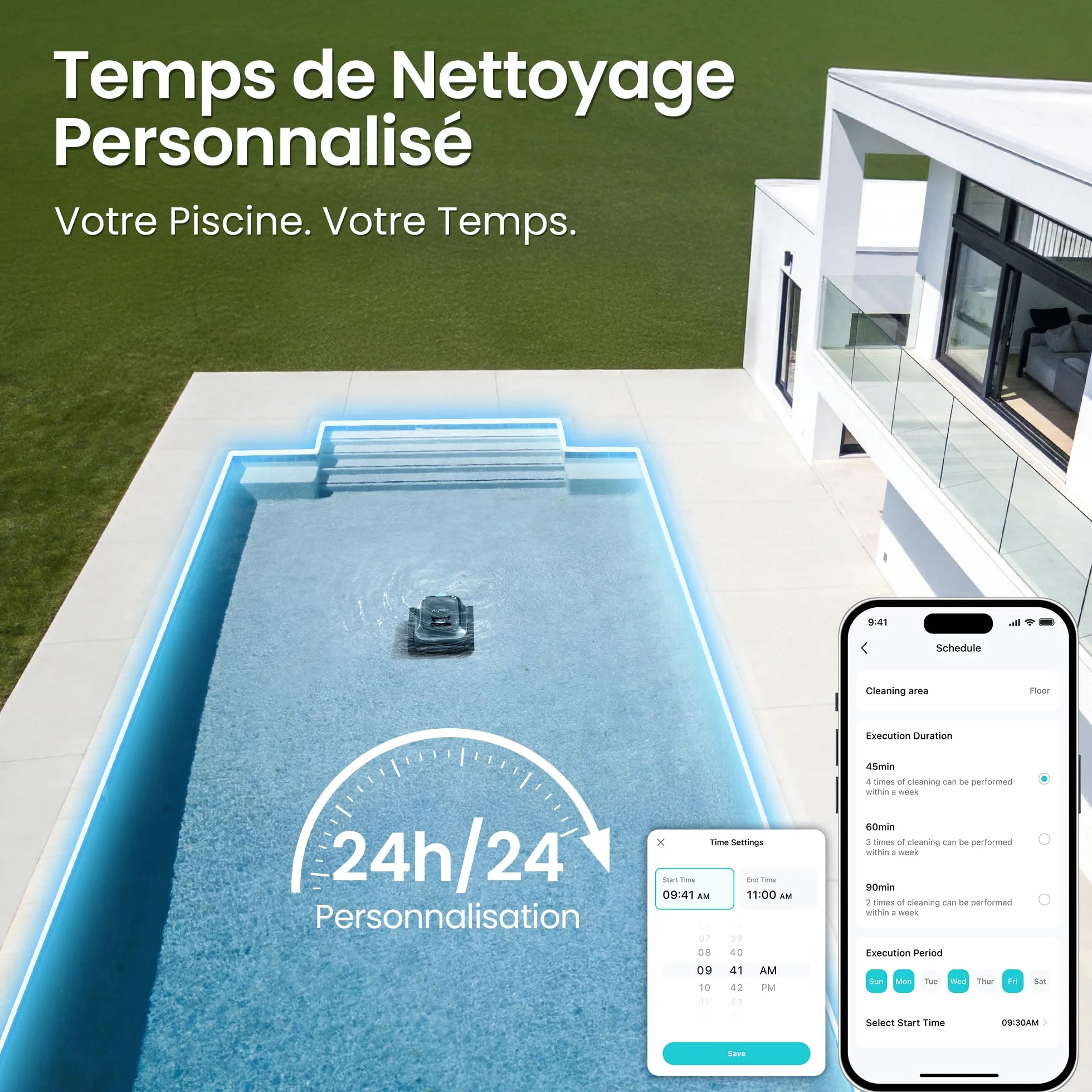 (2026 Upgrade) Aiper Scuba S1 Poolroboter, Individueller Wochenreinigungsplan, 270 Min. Laufzeit, Wasserlinienreinigung, App & OTA, Smarte Navigation mit 11 Hochpräzisen Sensoren Für Eingelassene Pool