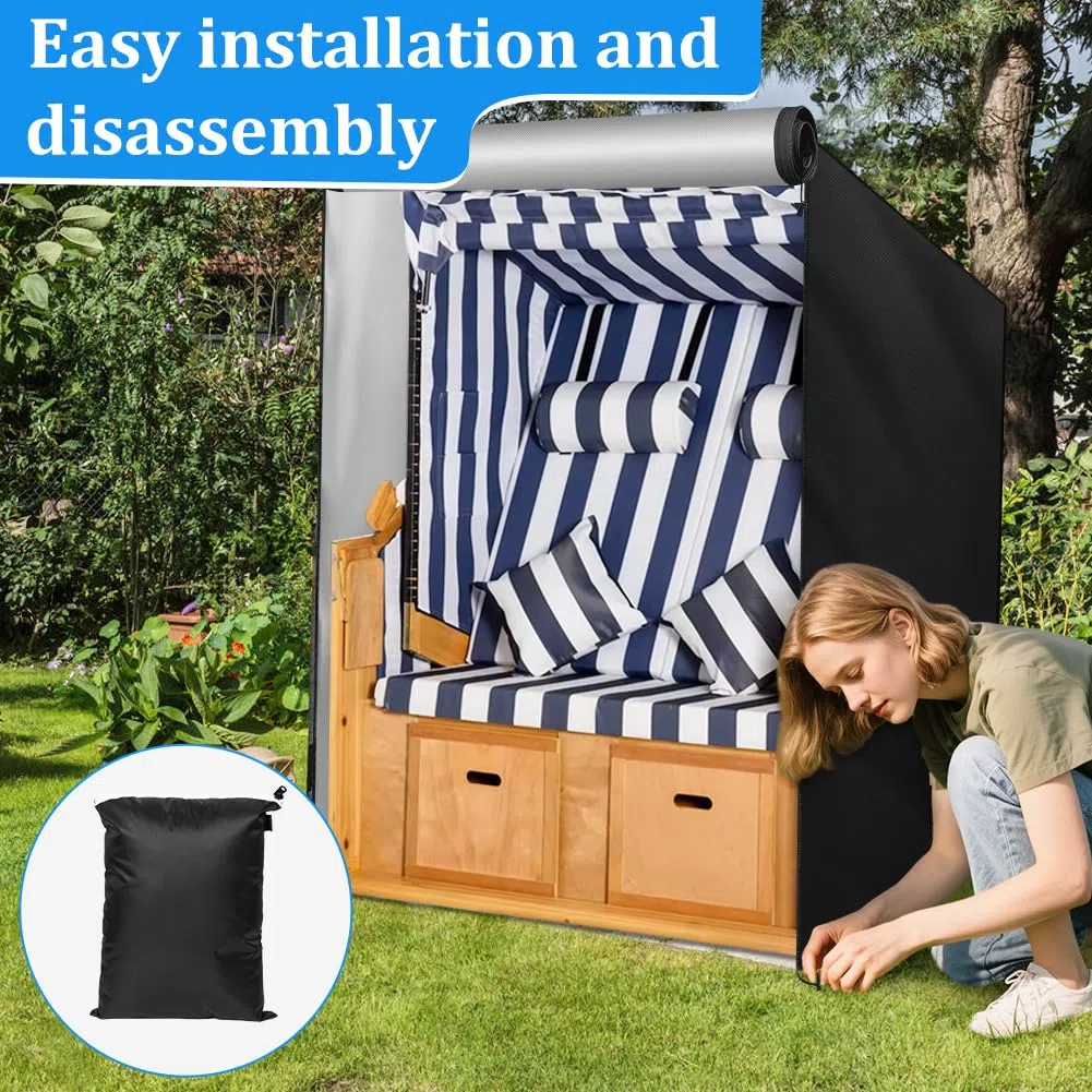 OFFCUP Strandkorb Schutzhülle 210d Oxford Strandkorbhülle mit Belüftungsöffnungen Strandkorb Abdeckung mit Kordelzug, Wasserdicht Wetterfest Winddicht und UV-Beständig Schwerlast(120x90x160/140cm)