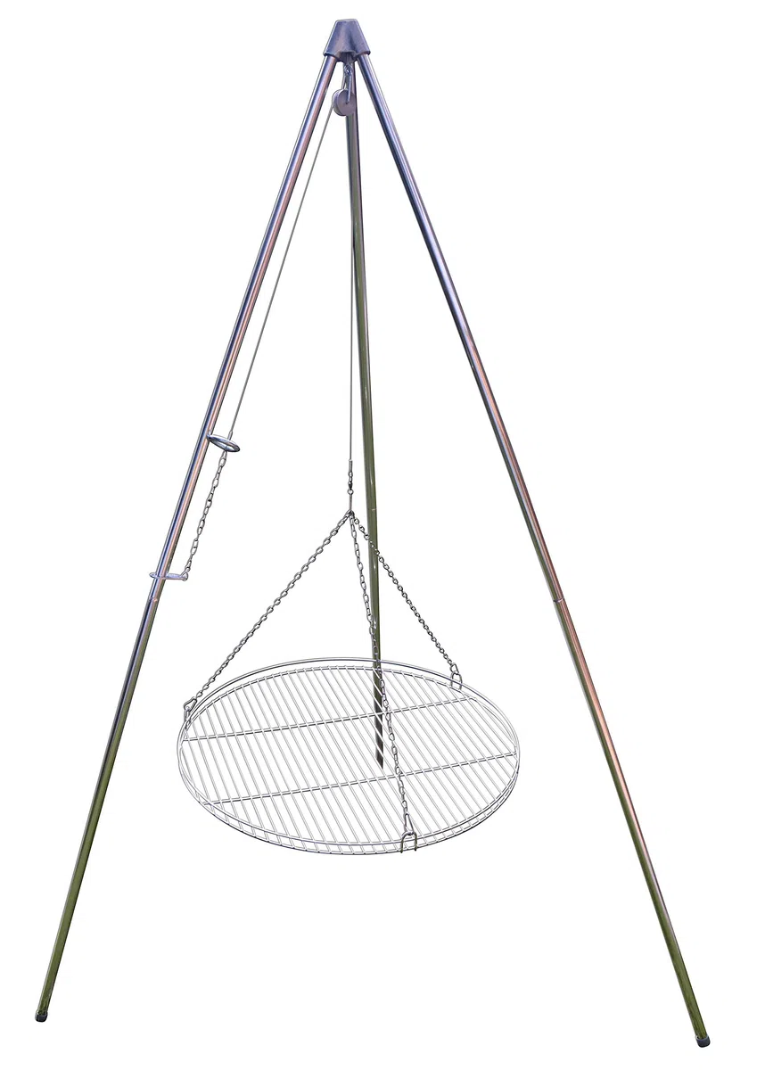 Dreibein Schwenkgrill inkl. 60 cm Edelstahl-Rost aus deutscher Produktion