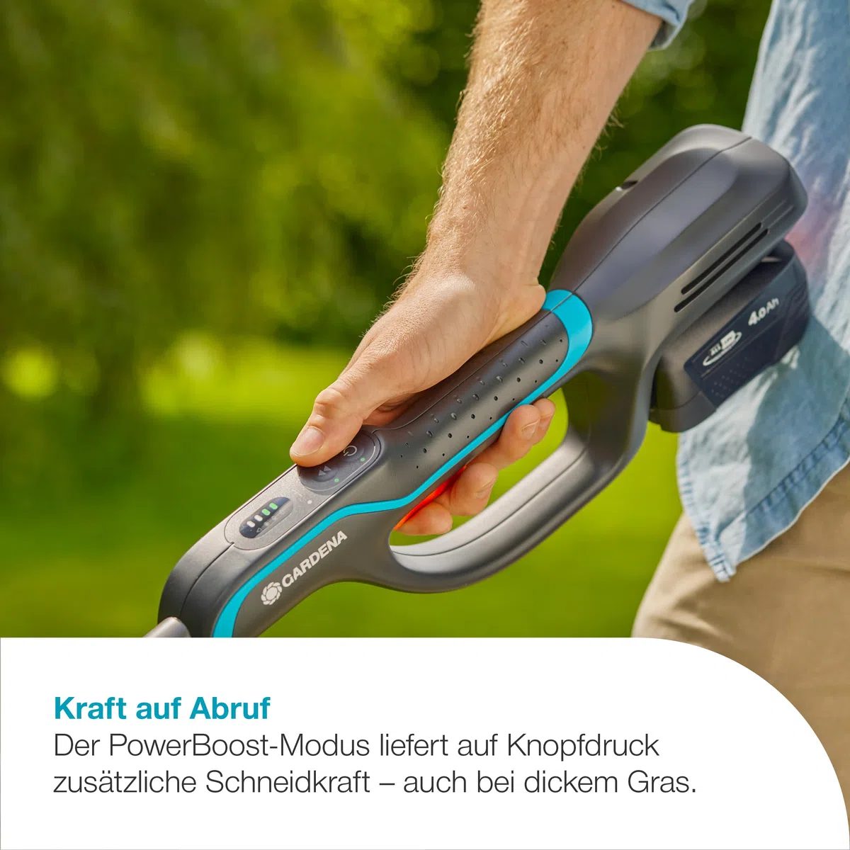 Gardena Akku-Rasentrimmer PowerTrim 30/18V P4A Solo: Leistungsstark, 2-mm-Nylonfaden, Verstellbar, Für Dickes Gras, Kabellos (14703-55)
