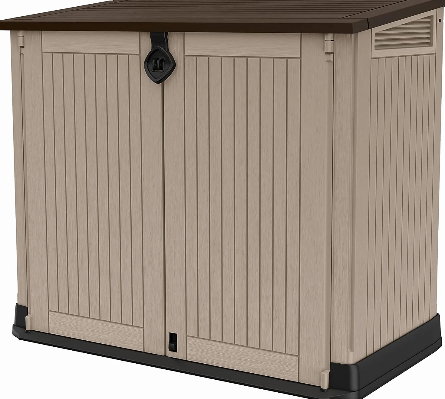 Keter 17197253 Store It Out Midi Gartenlager aus Kunststoff, Schuppen, Beige und Braun, 845 L, 130 x 74 x 110 cm