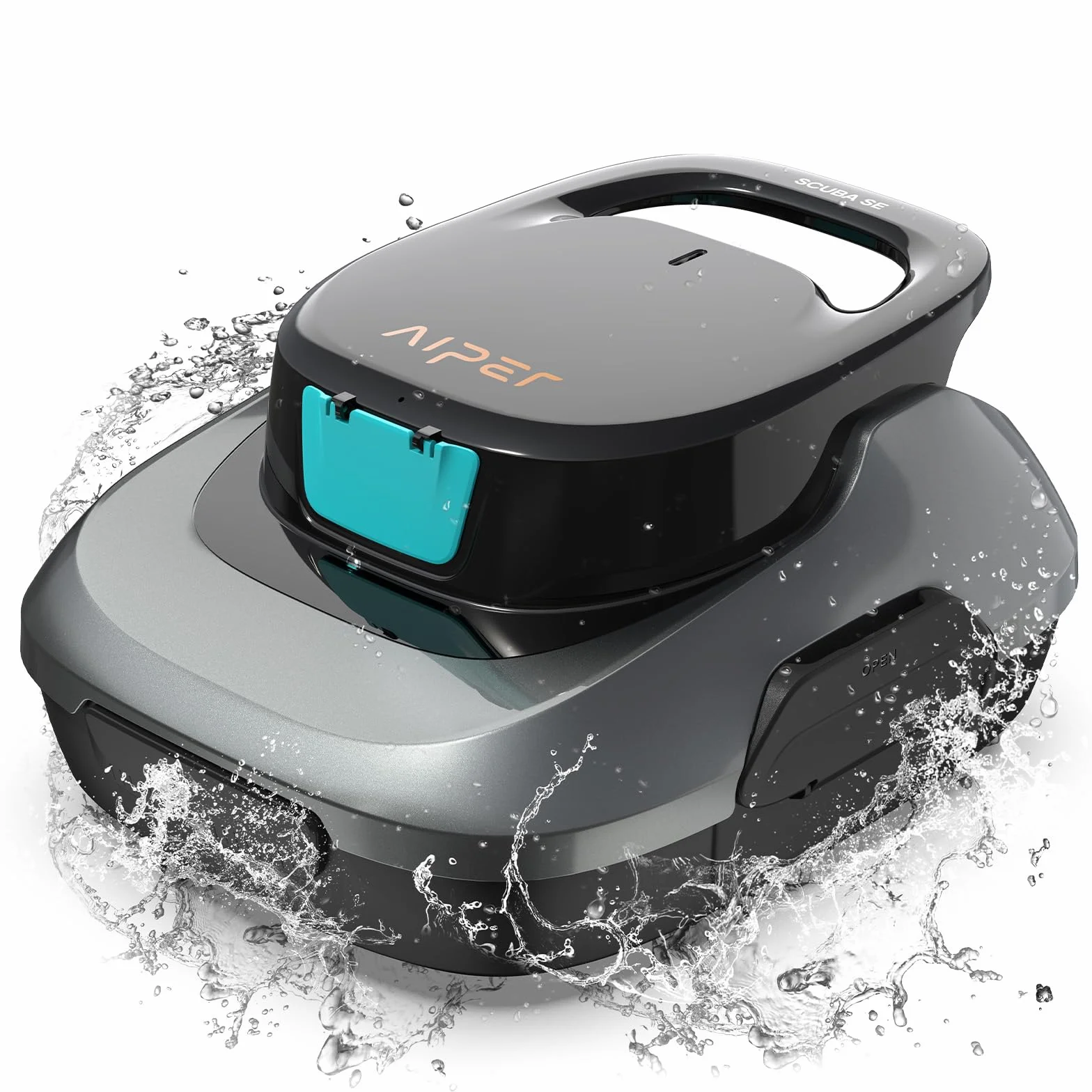 AIPER Kabelloser Poolroboter, Poolsauger Akku mit 90 Min Laufzeit, Doppelantrieb & Selbstparkfunktion, Idealer Poolreiniger für Flachbodenpools bis 80 m²