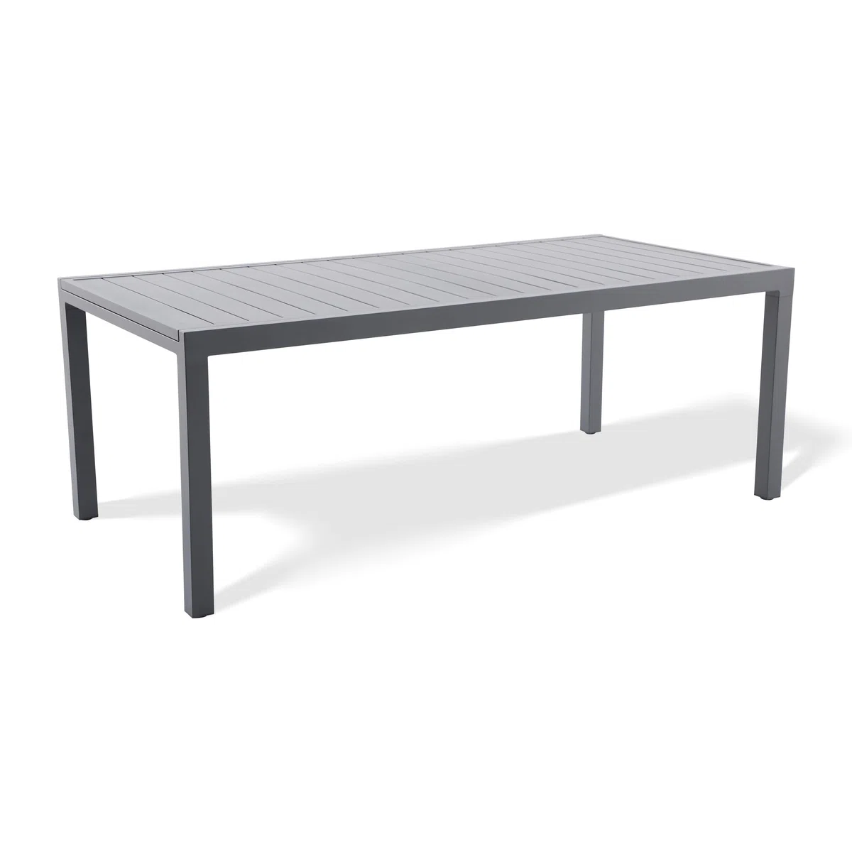 KHG Gartentisch ausziehbar Grau, Ausziehtisch aus Eisen-Gestell und Aluminium Tischplatte für 10 Personen, wetterfest UV-beständig, 100x75x203-320 cm