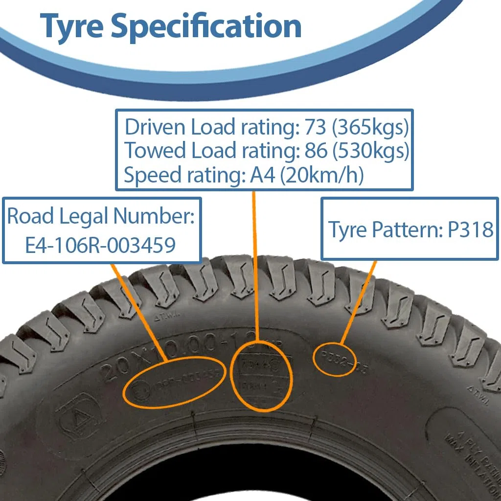 Parnells 20x10.00-10 Rasenmäher Reifen Vierlagig Rasen Gras - Rasenmäher Reifen Wanda P332 2er Set